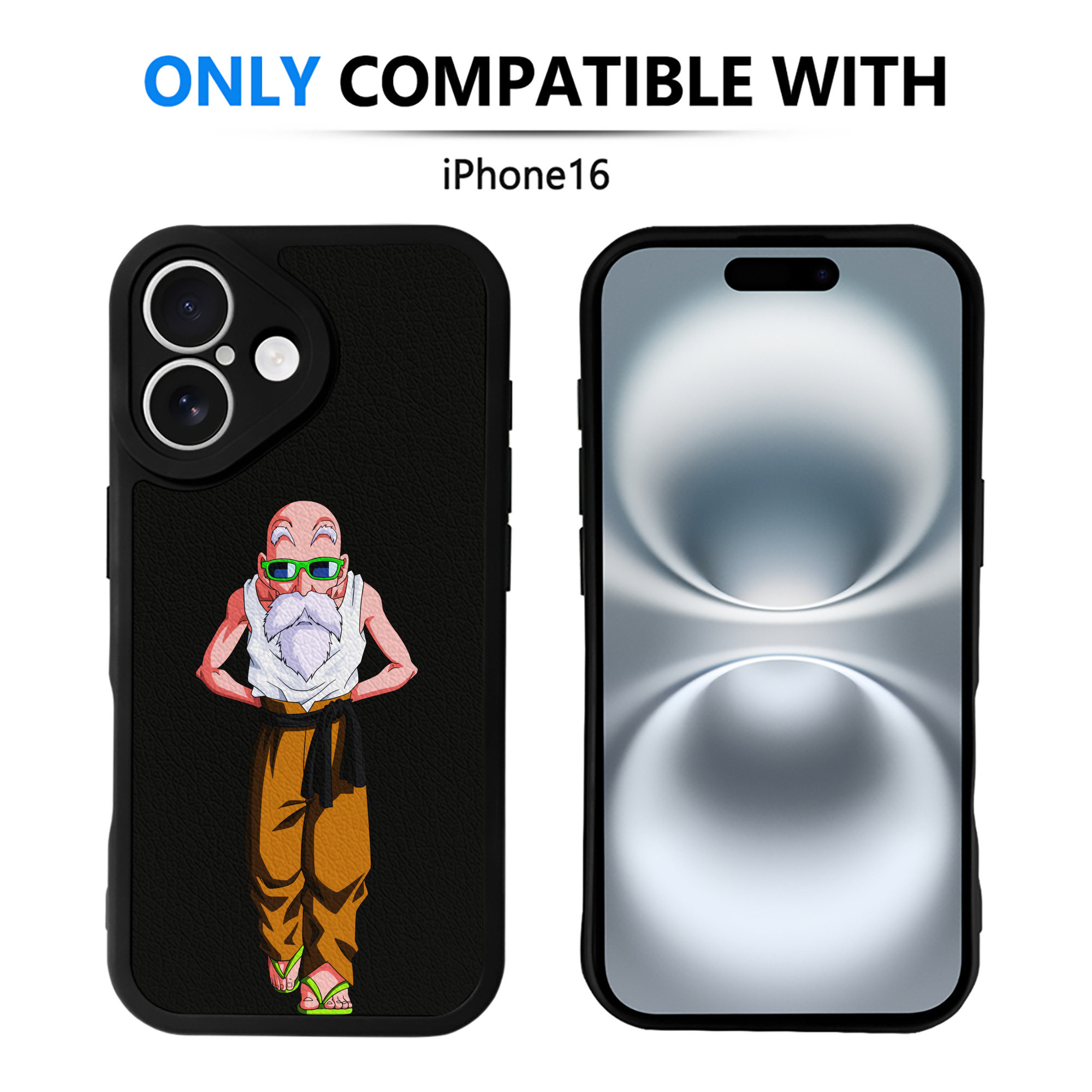 （画像用） ドラゴンボール 亀仙人（かめせんにん） DRAGON BALL Master Roshi Kame Sennin 【iPhone 16シリーズ対応】シリコンスマホケース（レザー調） 材質：シリコン